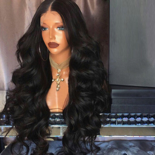 Wig Black Big Wave Ladies Wig Fashion African Curly Hair Customizable Front Lace Wig - Image 3