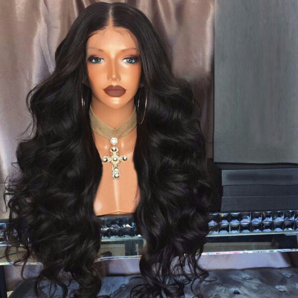 Wig Black Big Wave Ladies Wig Fashion African Curly Hair Customizable Front Lace Wig - Image 2
