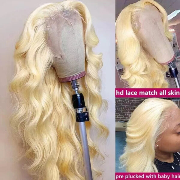 Long Curly Hair Light Blonde Big Waves African Women's Lace Wig - Image 4