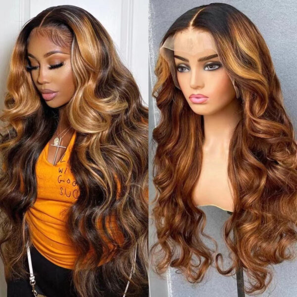 Front Lace Wig Long Roll Gradient Color Women's Big Wave Head Cover - Image 5