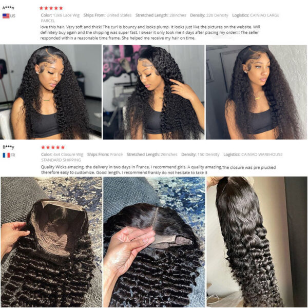 Deep Wave T Part Frontal Wig Human Hair Headgear - Image 2