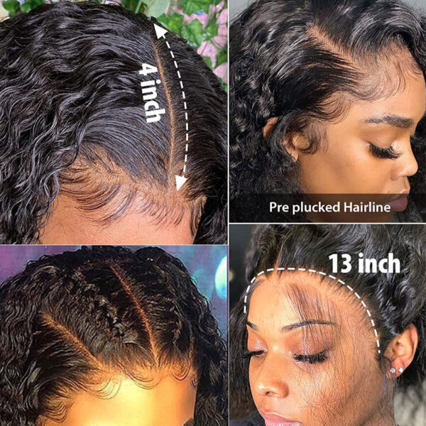 Deep Wave T Part Frontal Wig Human Hair Headgear - Image 4