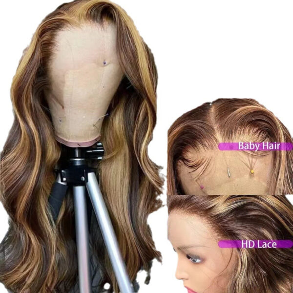 Front Lace Wig Long Roll Gradient Color Women's Big Wave Head Cover - Image 4