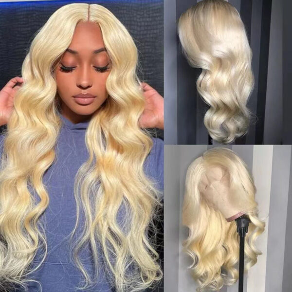 Long Curly Hair Light Blonde Big Waves African Women's Lace Wig - Image 7